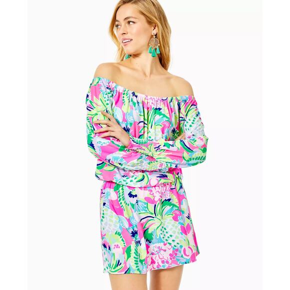 LILLY PULITZER Lana Skort Romper In Multi Raise The Bar M Beachy Party Hawaiian - Picture 1 of 9